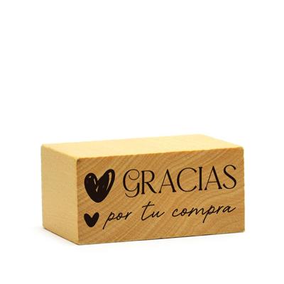 SELLO MADERA Med. Gracias por tu compra 2 Corazones