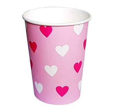 VASO POLIPAPEL 8 oz. x 10 u. Corazón Rosa