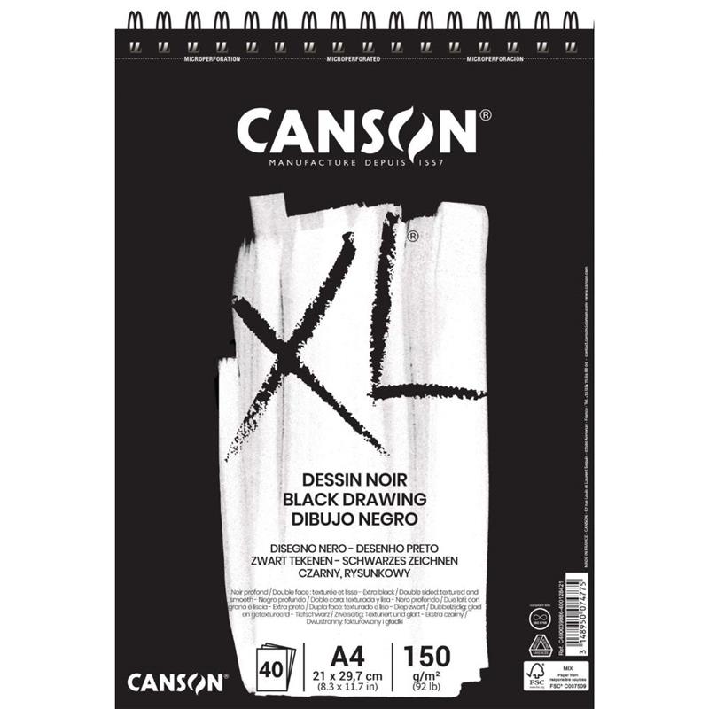 BLOCK CANSON XL DIBUJO A4 150 g. NEGRO