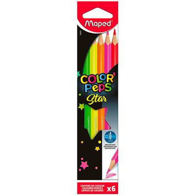 LAPICES MAPED STAR FLUO x 6 u.