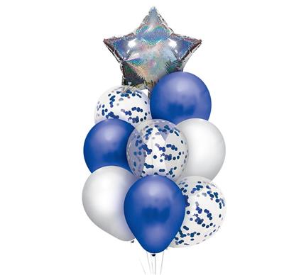 GLOBO SET x 9 PREMIUM HOLOGRAFICO Estrella plata