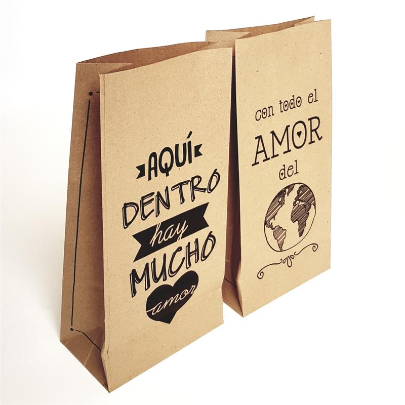 BOLSA de PAPEL NATURAL AMOR del MUNDO x 10 u.