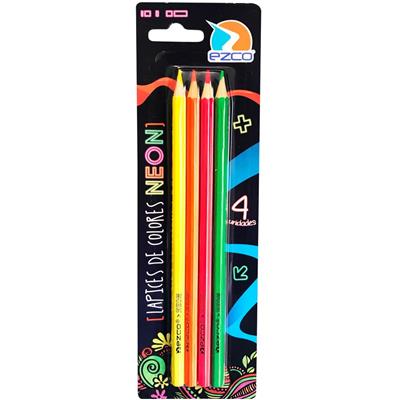 LAPICES EZCO COLOR NEON x 4 u.