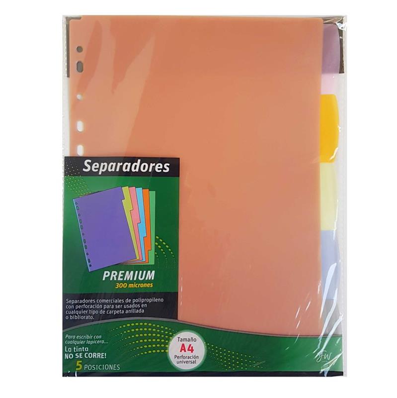 SEPARADOR CARPETA A4 PLASTICO PREMIUM