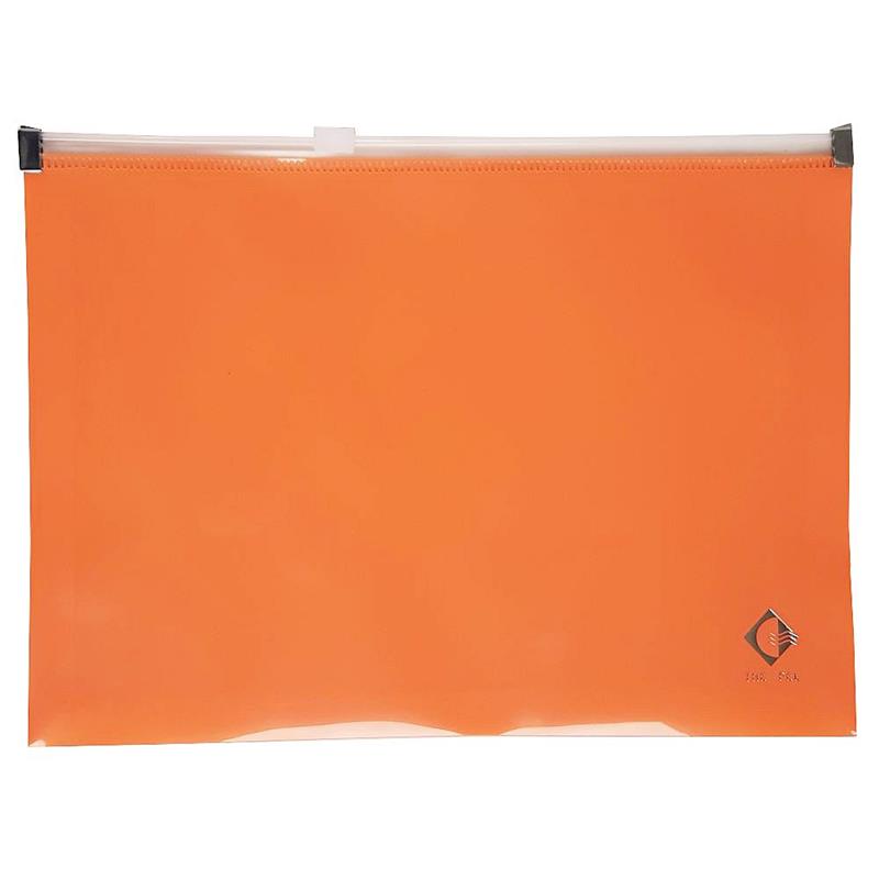SOBRE PLASTICO CON CIERRE A4 Naranja Pastel