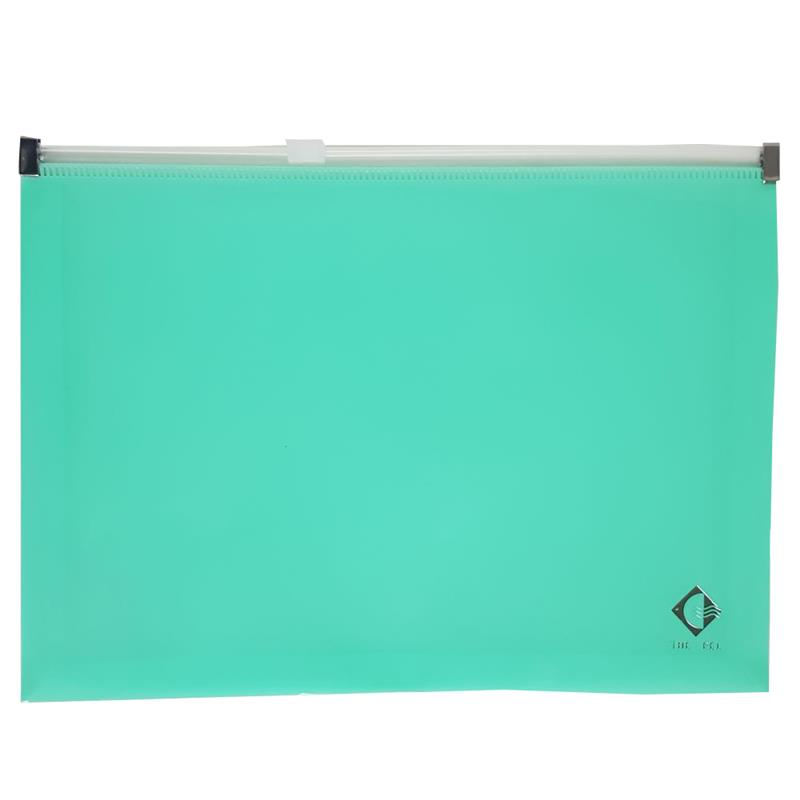 SOBRE PLASTICO CON CIERRE A4 Verde Pastel