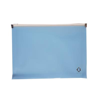 SOBRE PLASTICO CON CIERRE A5 Celeste Pastel