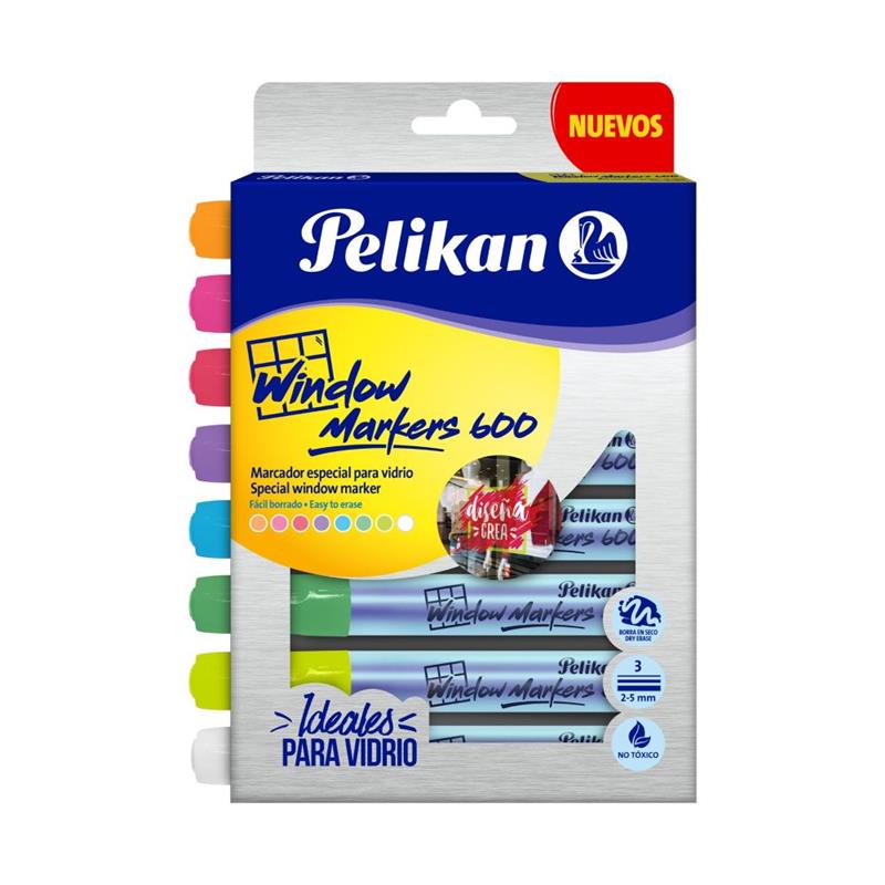 MARCADOR PELIKAN WINDOW MARKERS 600 x 8 u.