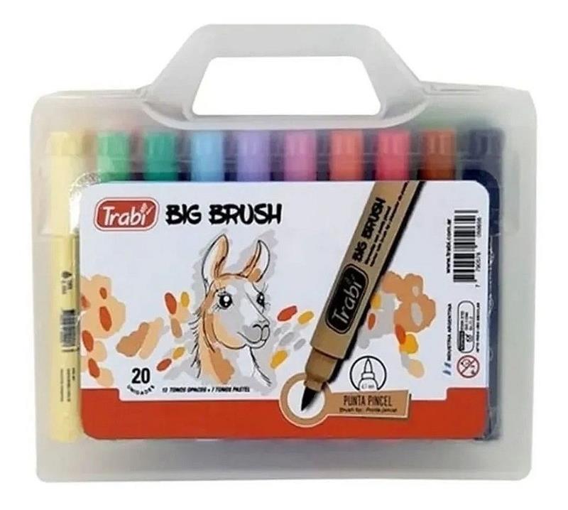 MARCADOR TRABI BIG BRUSH PASTEL x 20 u. Valija