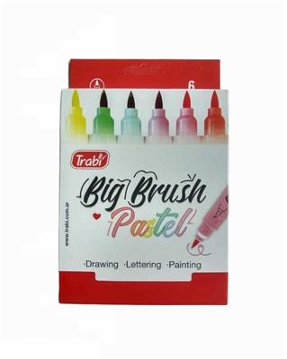 MARCADOR TRABI BIG BRUSH PASTEL x 6 u.