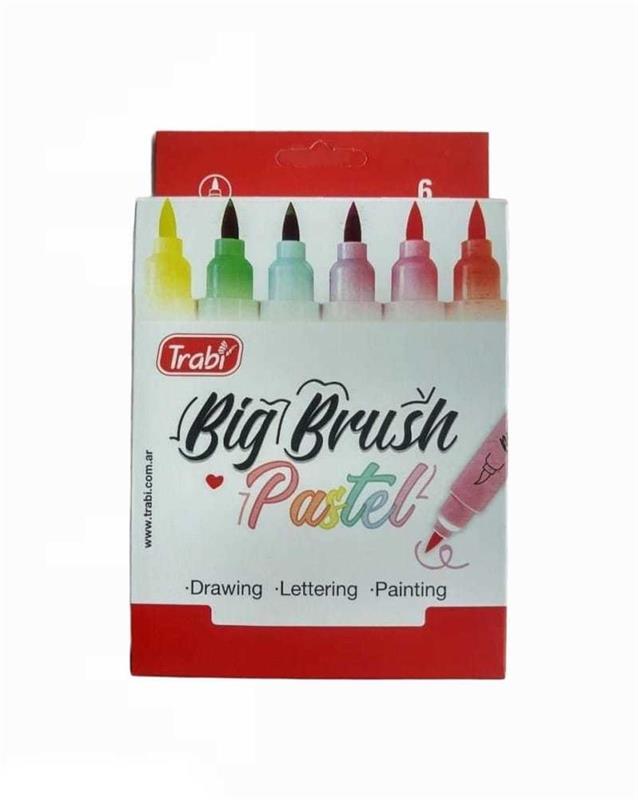 MARCADOR TRABI BIG BRUSH PASTEL x 6 u.