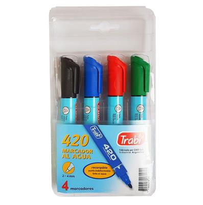 MARCADOR TRABI 420 PLUS x 4 Colores