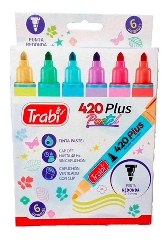 MARCADOR TRABI 420 PLUS x 6 Colores Pastel