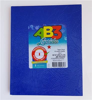 CUADERNO 19x23 LAPRIDA AB3 Az. x 98 h. Cuadriculado.