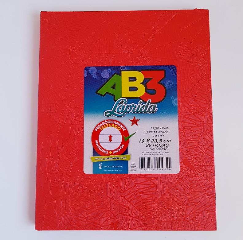 CUADERNO 19x23 LAPRIDA AB3 Rj. x 98 h. Rayadas