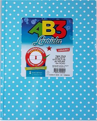 CUADERNO 19x23 = AB3 LUNAR Celeste x 50 h. LAPRIDA