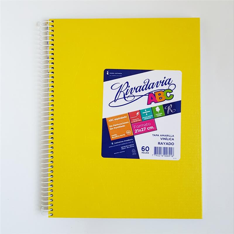CUADERNO 21x27 = x 60 h. ABC / E7 Amarillo con ESPIRAL