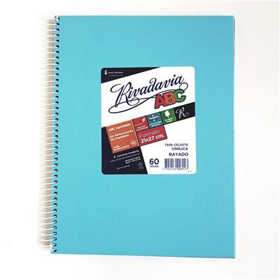 CUADERNO 21x27 = x 60 h. ABC / E7 Celeste con ESPIRAL