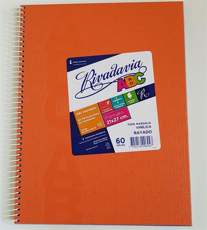 CUADERNO 21x27 = x 60 h. ABC Naranja con ESPIRAL