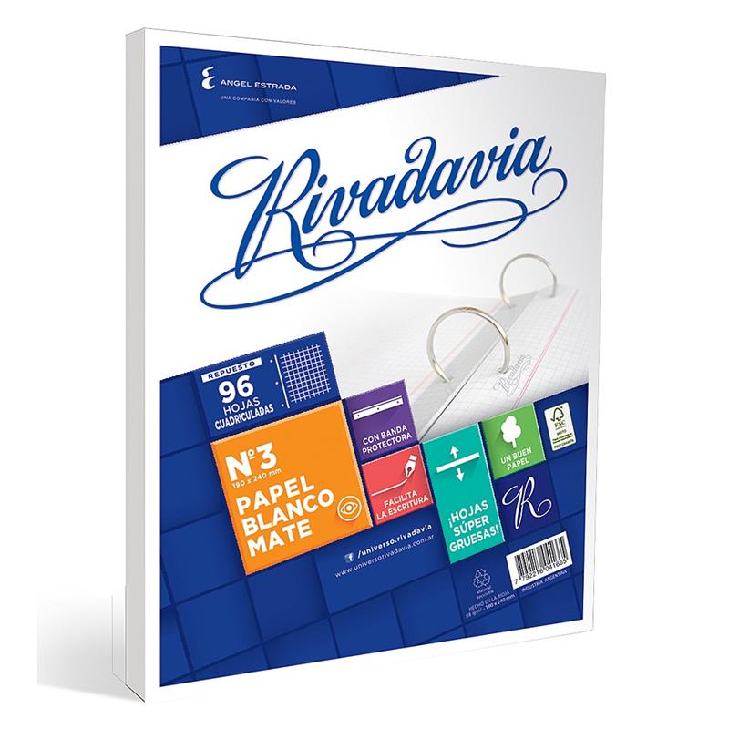 REPUESTO Nº 3 x 96 h. RIVADAVIA Cuadriculada