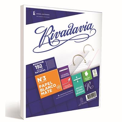 REPUESTO Nº 3 x 192 h. RIVADAVIA Rayadas