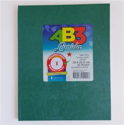 CUADERNO 19x23 LAPRIDA AB3 Ve. x 50 h. Cuadriculado.