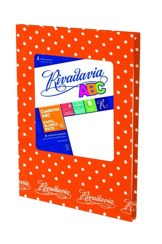 CUADERNO 19x23 ABC Rayado Lunar Naranja x 50 h.