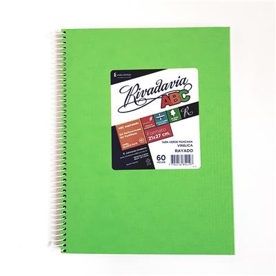 CUADERNO 21x27 = x 60 h. ABC / E7 Verde Claro con ESPIRAL