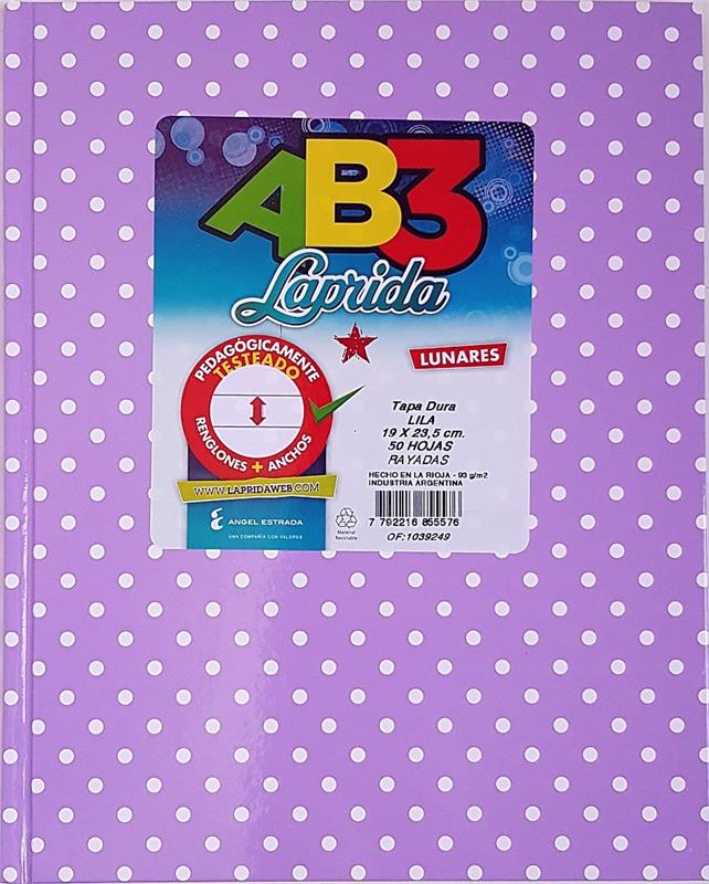 CUADERNO 19x23 = AB3 LUNAR Lila x 50 h. LAPRIDA