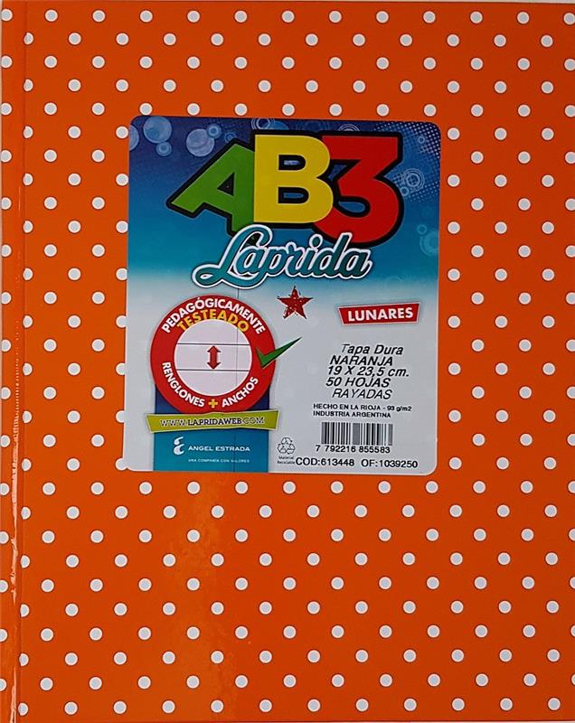 CUADERNO 19x23 = AB3 LUNAR Naranja x 50 h. LAPRIDA