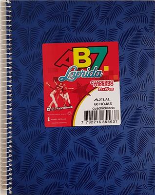 CUADERNO 21x27 # x  60 h. AB7 Azul con ESPIRAL