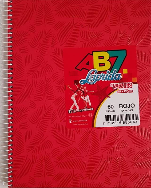CUADERNO 21x27 = x  60 h. AB7 Rojo con ESPIRAL