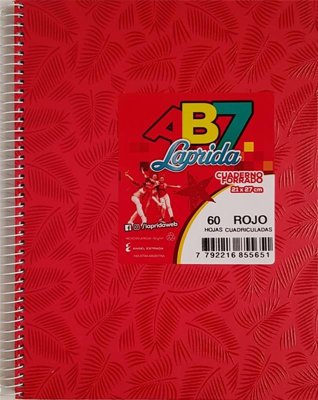 CUADERNO 21x27 # x  60 h. AB7 Rojo con ESPIRAL