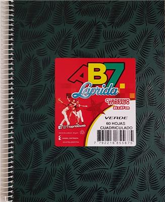 CUADERNO 21x27 # x  60 h. AB7 Verde con ESPIRAL