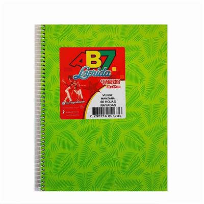 CUADERNO 21x27 = x  60 h. AB7 Verde Manzana con ESPIRAL