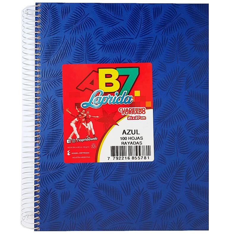 CUADERNO 21x27 = x  100 h. AB7 Azul con ESPIRAL