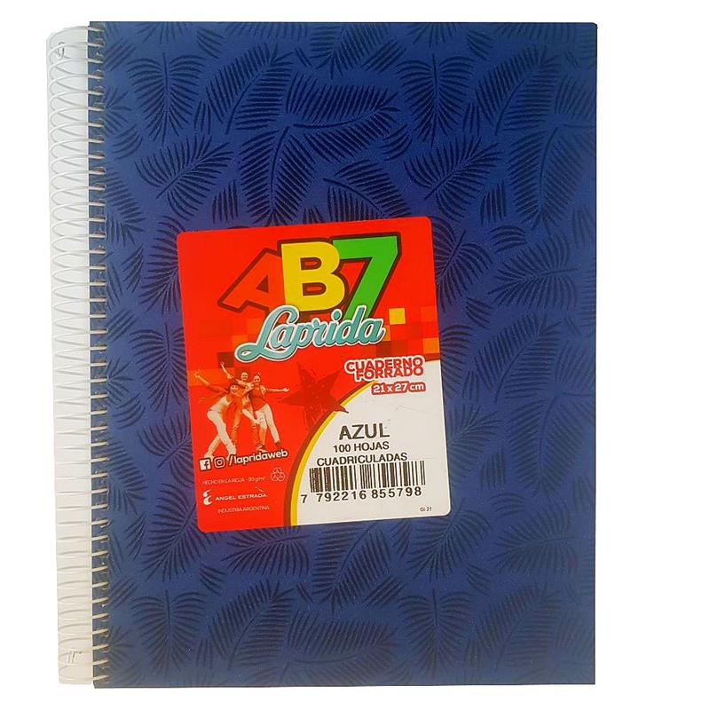 CUADERNO 21x27 # x  100 h. AB7 Azul con ESPIRAL