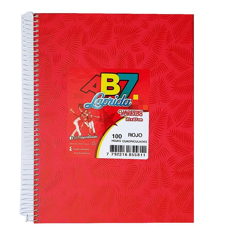 CUADERNO 21x27 # x  100 h. AB7 Rojo con ESPIRAL