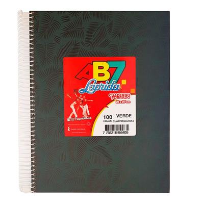 CUADERNO 21x27 # x  100 h. AB7 Verde con ESPIRAL