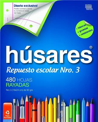 REPUESTO Nº 3 x 480 h. HUSARES Rayadas