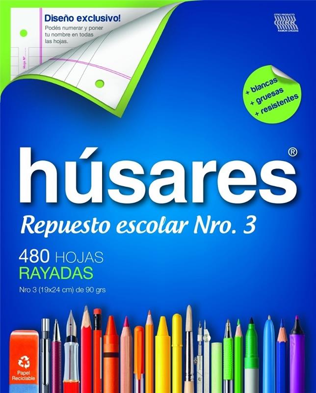 REPUESTO Nº 3 x 480 h. HUSARES Rayadas
