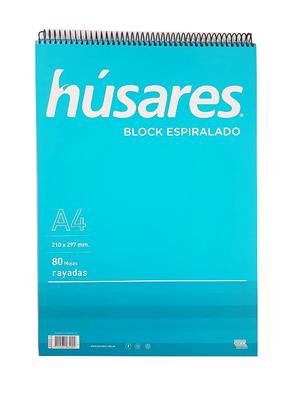 BLOCK HUSARES A4 x 80 h. Rayado con Espiral