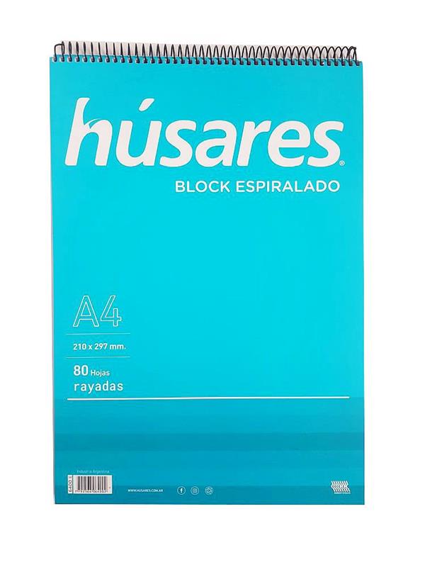 BLOCK HUSARES A4 x 80 h. Rayado con Espiral