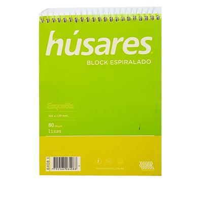BLOCK HUSARES ESQUELITA x 80 h. LISO con Espiral