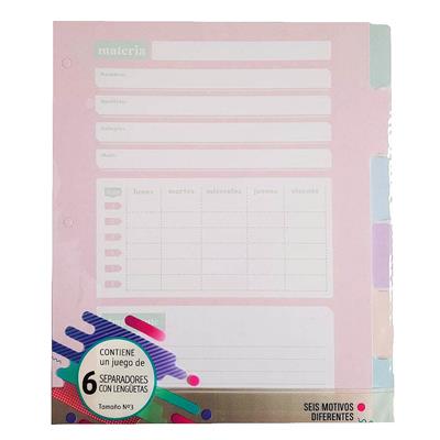 SEPARADOR CARPETA Nº 3 con LENGÜETA Pastel