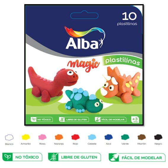 PLASTILINA ALBA ESTUCHE x 10 u.