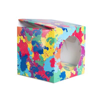 CAJA CUBO 12x12x12 con VENTANA MANCHITAS