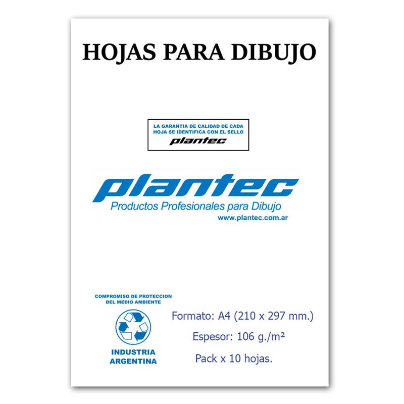 PAPEL DIBUJO PLANTEC A4 de 106 g. x 10 Hojas
