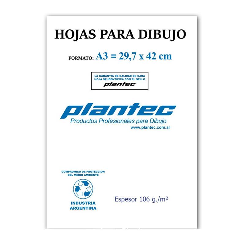 PAPEL DE DIBUJO PLANTEC A3 de 106 g. x 10 Hojas.
