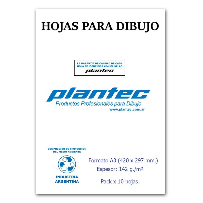PAPEL DE DIBUJO PLANTEC A3 de 142 g. x 10 Hojas.